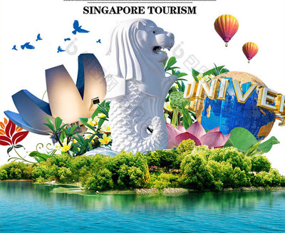 探索獅城，感受多元魅力——新加坡旅游海報模板